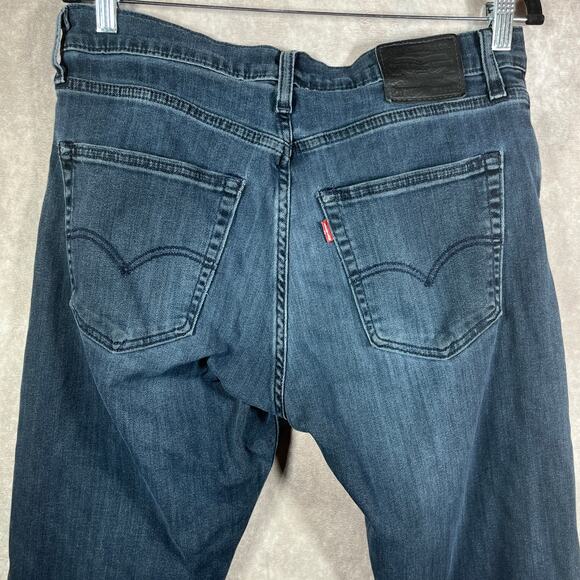Levi's 512 Jeans Mens 34X32 Blue Dark Wash Denim BIG E Slim Tapered Leg Work - Picture 6 of 11